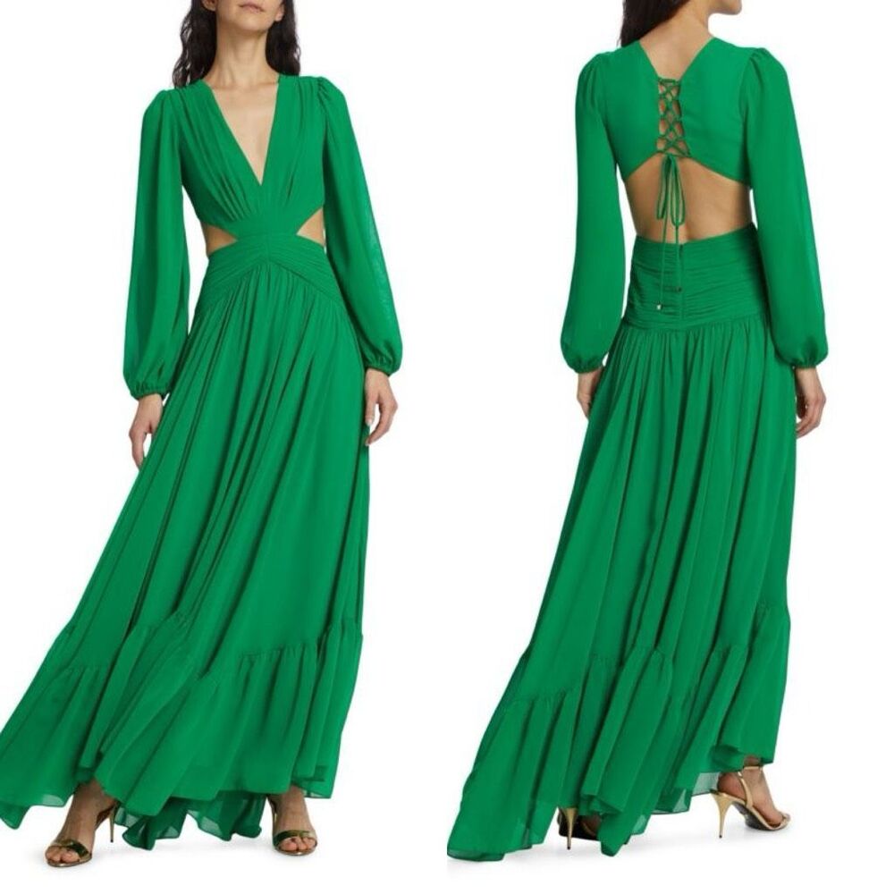 NWT PATBO Cutout A Line Gown In Emerald Size US2 $950
